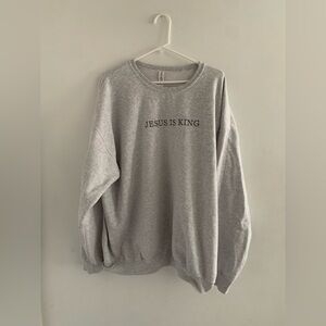 Jesus is King Crewneck Sweatshirt Gray 3XL Oversized 90s Baggy